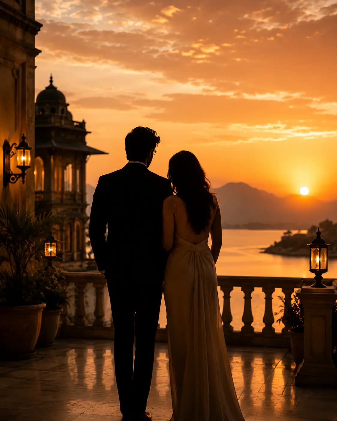 Elegant couple enjoying a private luxury moment